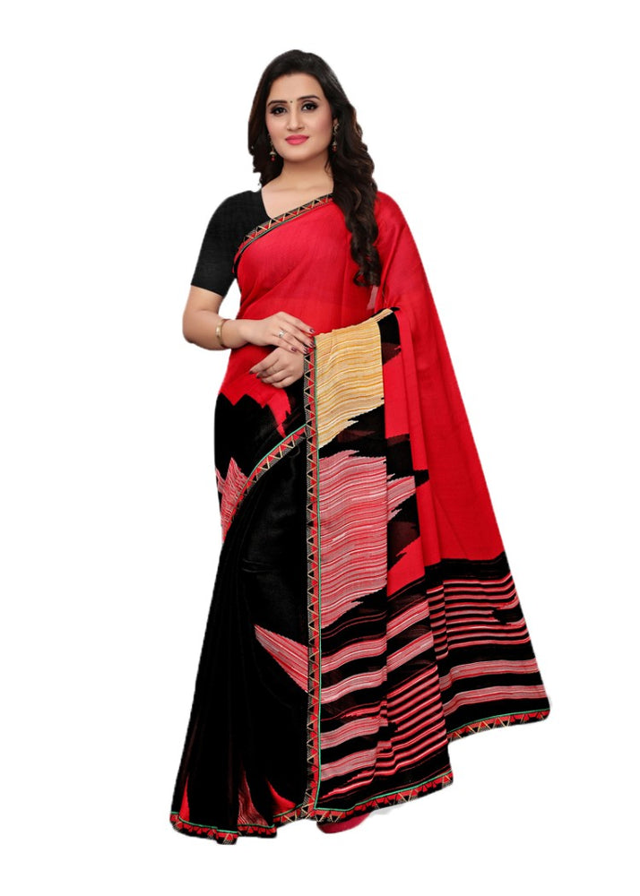 Black, Multi Color Shimmer Printed Work Saree only in Bigswipe