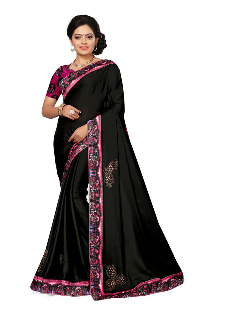 Black Color Chiffon Saree only in Bigswipe