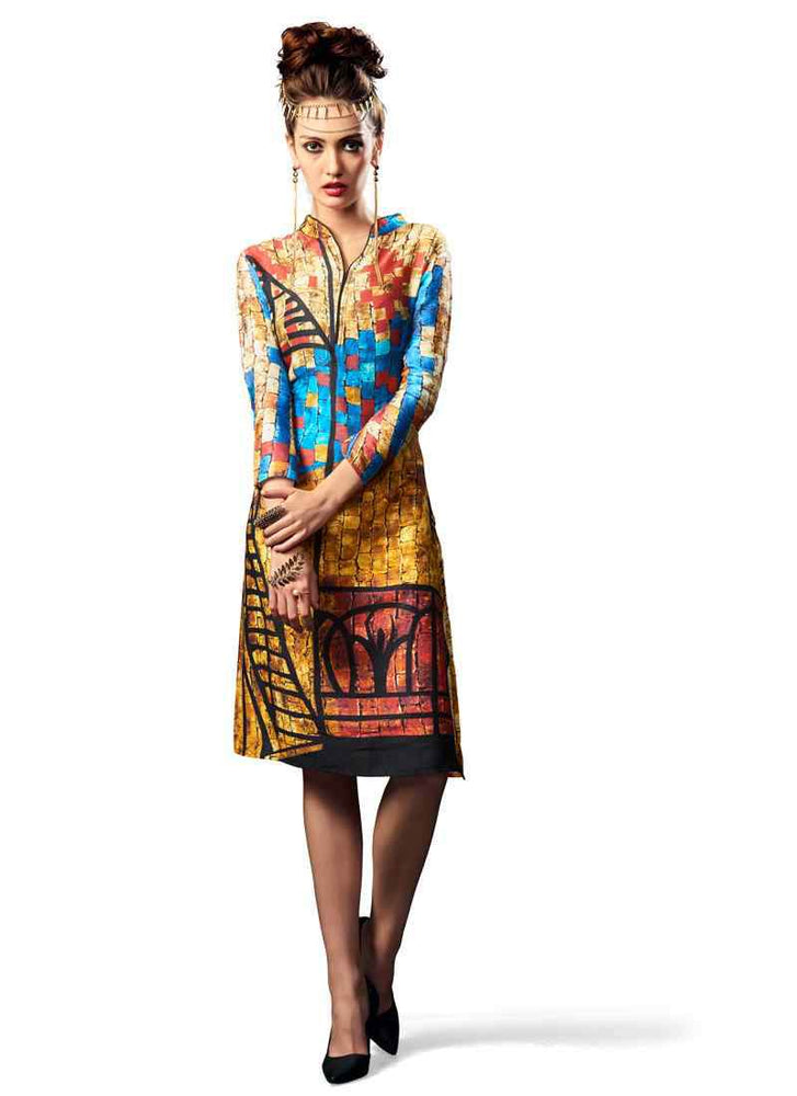 Multi Color Printed Rayon Cotton Kurti only in Bigswipe