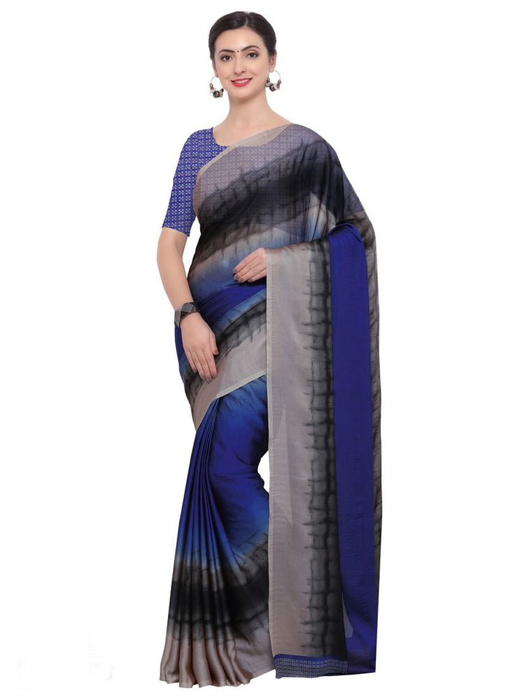 Blue, Black, Beige Color Chiffon Georgette Saree only in Bigswipe