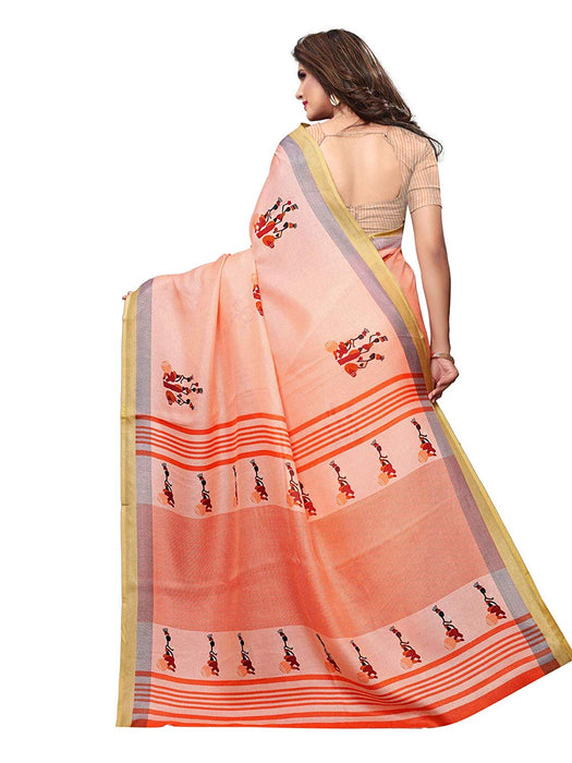 Peach, Orange, Multi Color Poly Silk Saree only in Bigswipe