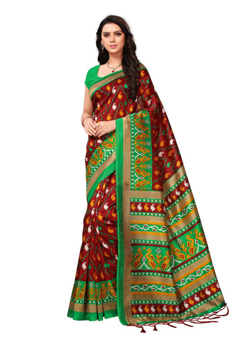 Maroon, Green, Multi Color  Poly Silk Saree only in Bigswipe