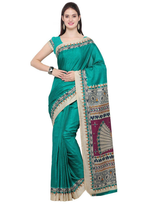 Green Color Tussar Silk Saree only in Bigswipe