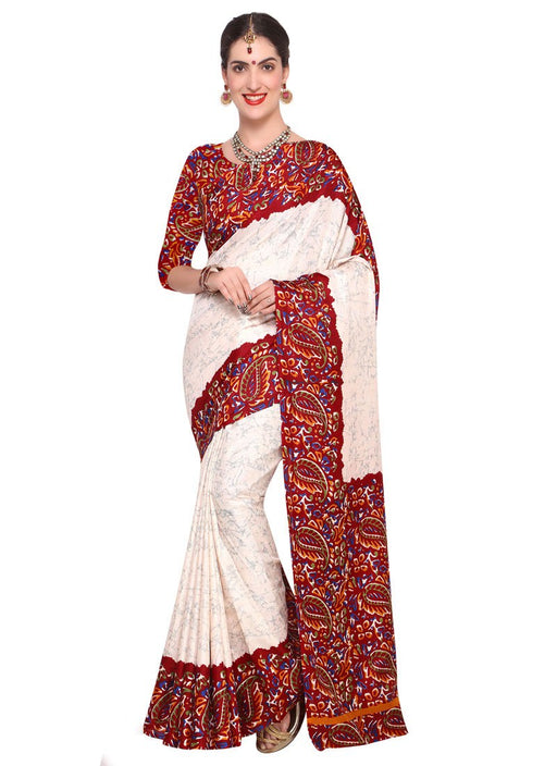 Cream, Red, Multi Color Art Silk Saree only in Bigswipe