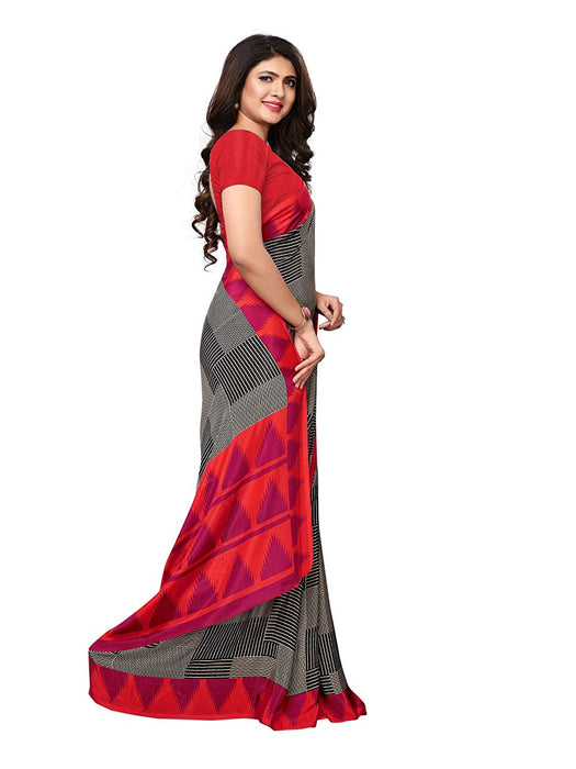 Black, Beige, Red Color Crepe Saree only in Bigswipe