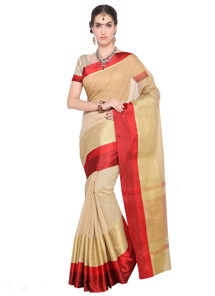 Beige Color Chanderi Saree only in Bigswipe