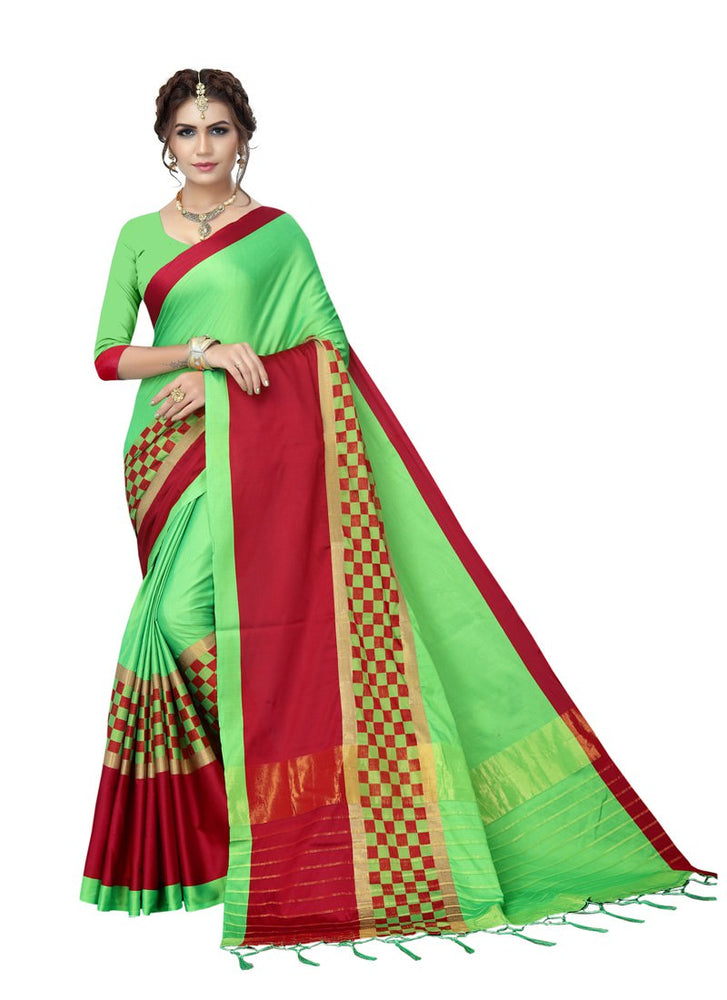 Green, Red Color  Poly Silk Saree only in Bigswipe