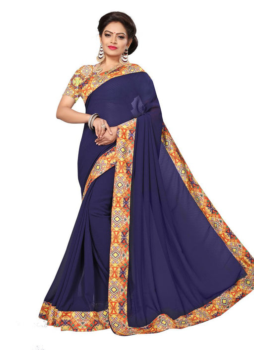 Navy Blue Color Georgette Saree only in Bigswipe