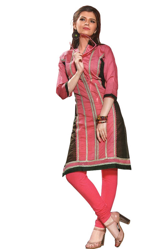 Carrot Pink &amp; Black Stylish Casual Women&rsquo;s Kurti only in Bigswipe