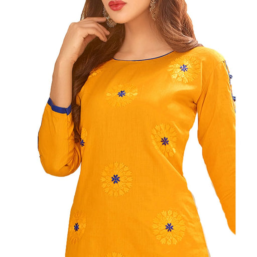 Glace Cotton Fabric Yellow Color Dress Material only in Bigswipe