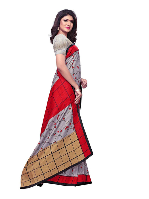 Grey, Red, Multi Color Vichitra Silk (Art Silk) Saree only in Bigswipe