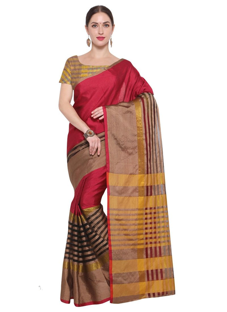 Maroon,Beige Color Kota Silk Saree only in Bigswipe