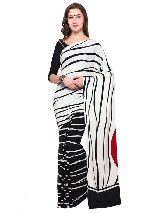 Black, White Color Crepe Saree only in Bigswipe