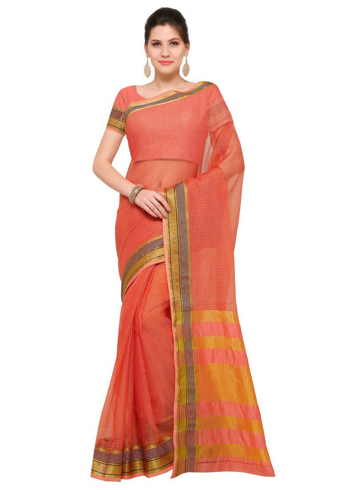 Orange Color Poly Silk Saree only in Bigswipe