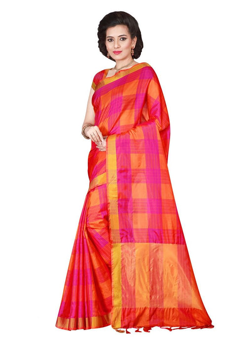 Pink, Orange Color Poly Silk Saree only in Bigswipe