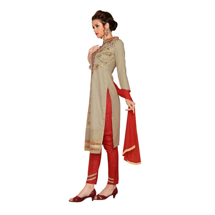 Glaze Cotton Fabric Beige Color Dress Material only in Bigswipe