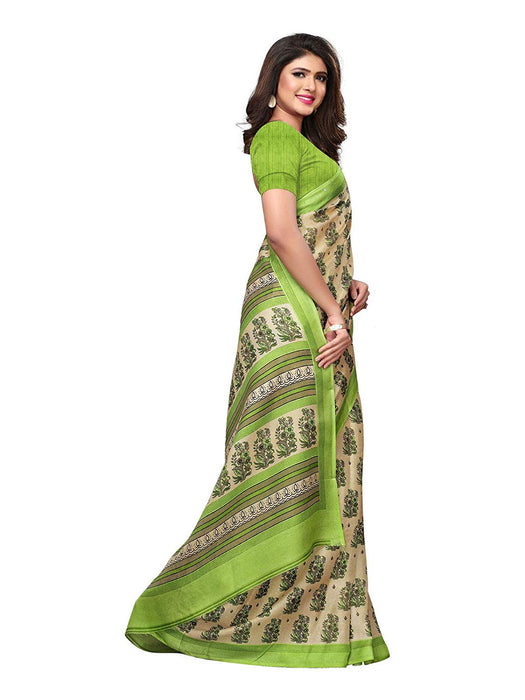 Beige, Green, Multi Color Poly Silk Saree only in Bigswipe