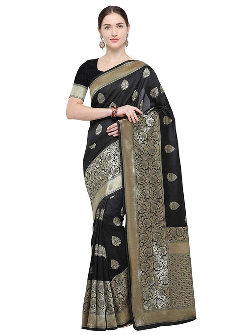 Black Color Poly Silk Saree only in Bigswipe