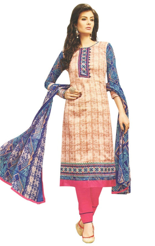 Embroidered Cotton Satin Unstitched Dress Material For Women only in Bigswipe