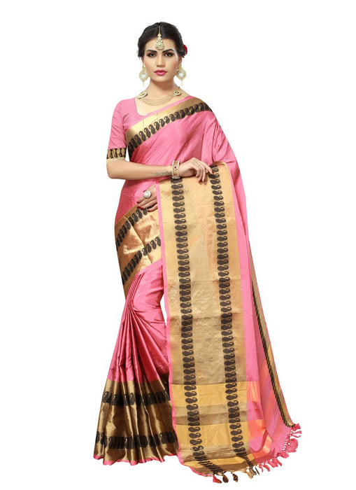 Pink, Golden Color  Poly Silk Saree only in Bigswipe