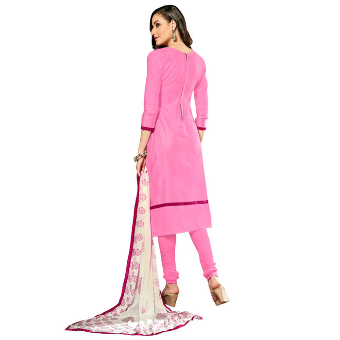 Glaze Cotton Fabric Pink Color Dress Material only in Bigswipe