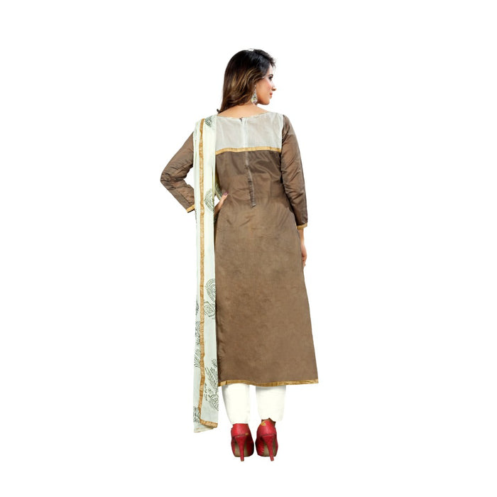 Chanderi Fabric Brown Color Dress Material only in Bigswipe