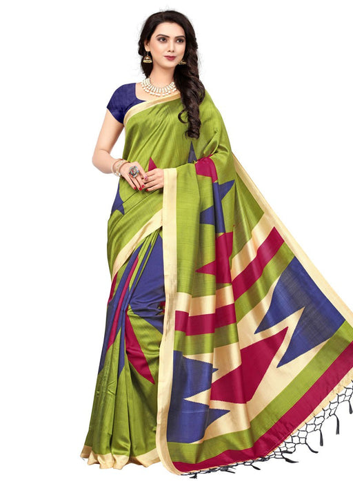 Green Color Poly Silk Saree only in Bigswipe