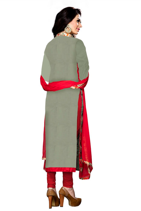 Mehendi Green Cotton Embroidered Straight Suit Material only in Bigswipe