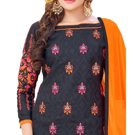 Cotton Jacquard Fabric Charcoal Color Dress Material only in Bigswipe