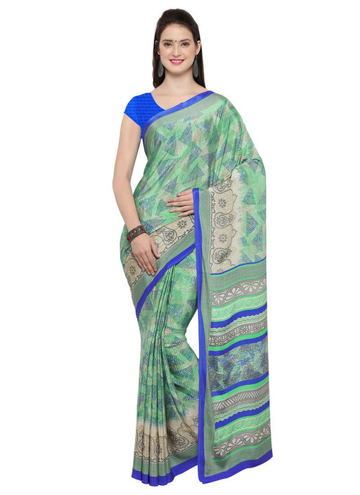 Blue,Beige Color Crepe Saree only in Bigswipe