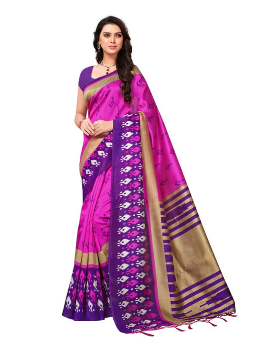 Pink, Purple, Multi Color  Poly Silk Saree only in Bigswipe