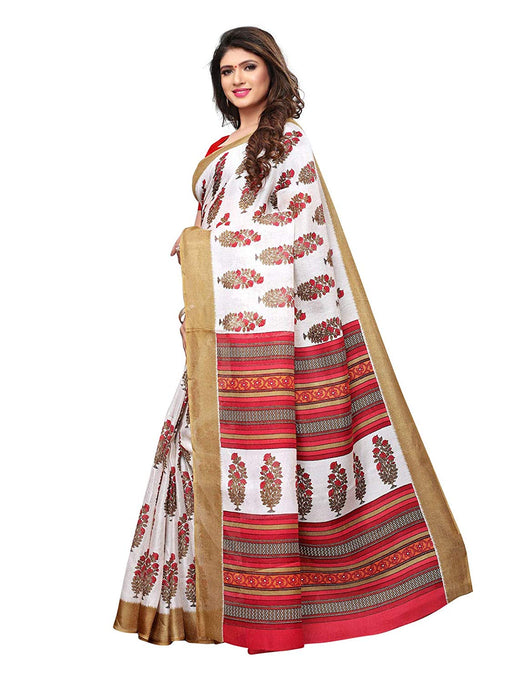 White, Red, Multi Color Poly Silk Saree