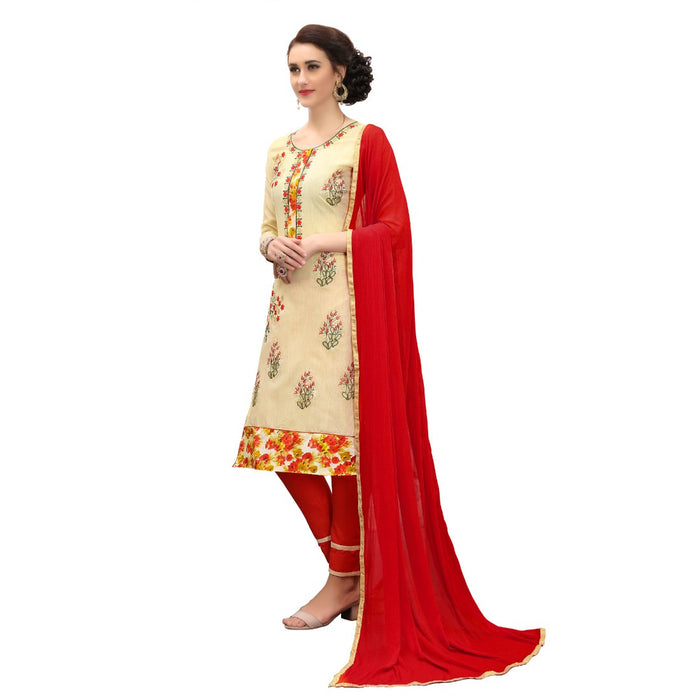 Chanderi Cotton Fabric Beige Color Dress Material only in Bigswipe