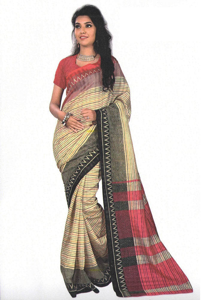 Bhagalpuri Art Silk Multicolor Striped Saree only in Bigswipe