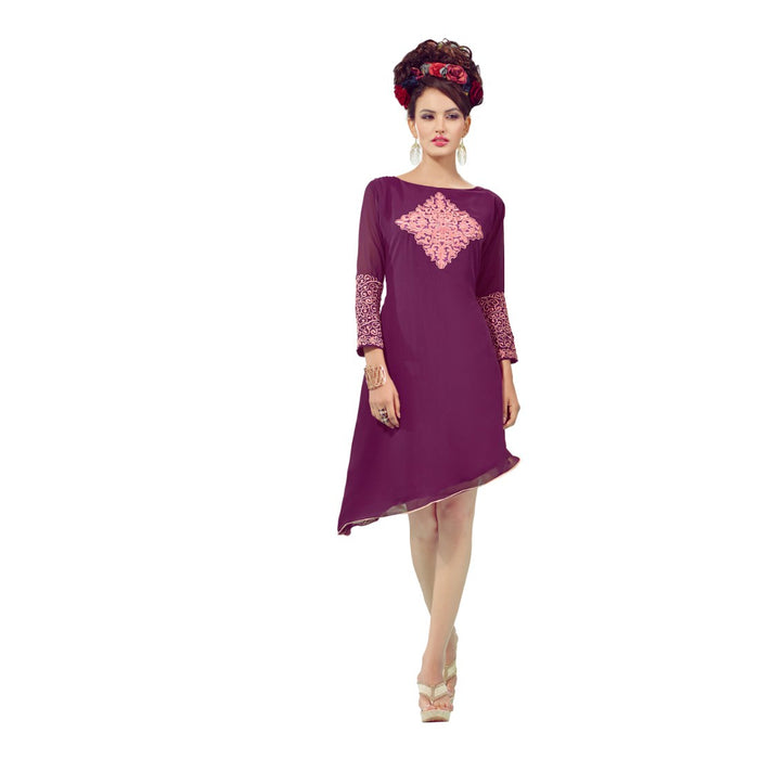 Georgette Fabric Purple Color Kurti only in Bigswipe