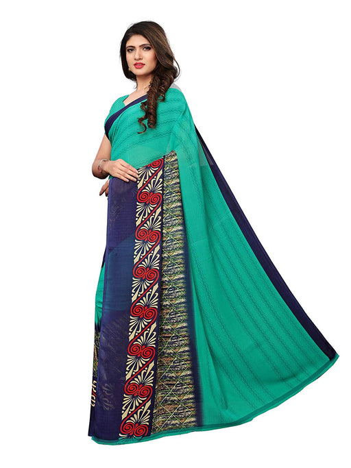 Turquoise, Multi Color Georgette Saree