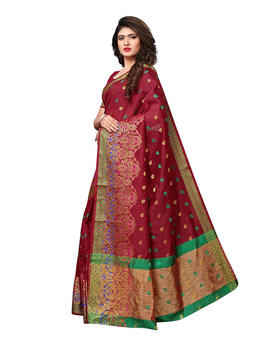 Maroon Color Chanderi Silk Saree only in Bigswipe