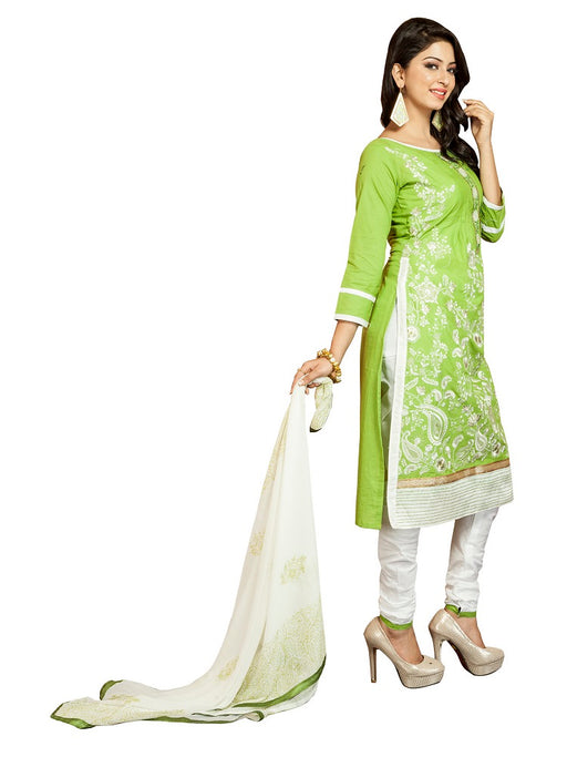 Women's Green Cotton Party wear Embroidered Dress Material (Unstitched Salwar Suit_MDMST12_Green_Freesize)