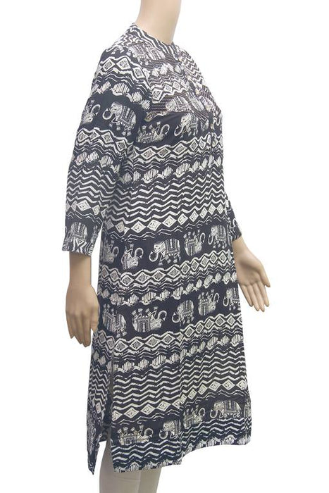 Rayon Elephant Printed Women’s Kurti In White