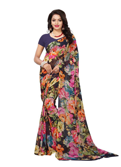 Navy Blue, Multi Color  Georgette Saree only in Bigswipe