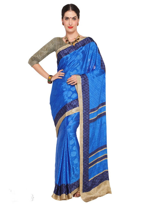 Blue, Navy Blue Color Crepe Saree only in Bigswipe