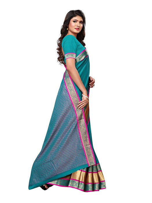 Turquoise Color Poly Silk Saree