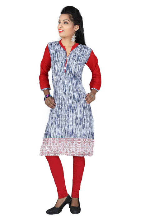 Blue Cotton Printed Casual Women&rsquo;s Kurti only in Bigswipe