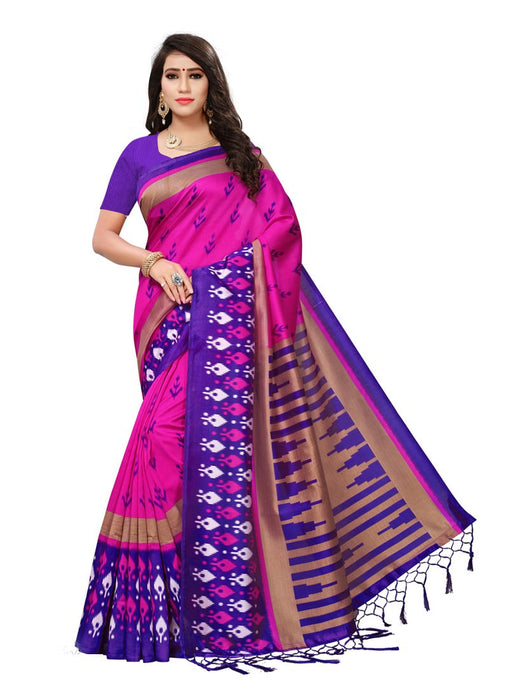 Pink, Purple Color  Poly Silk Saree only in Bigswipe