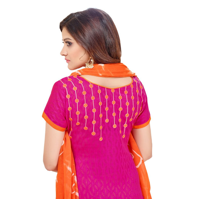 Cotton Jacquard Fabric Pink Color Dress Material only in Bigswipe