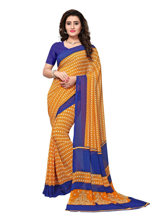 Orange, Blue Color  Georgette Saree only in Bigswipe