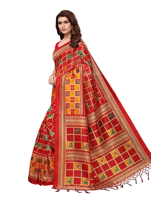 Maroon, Multi Color Poly Silk Saree only in Bigswipe