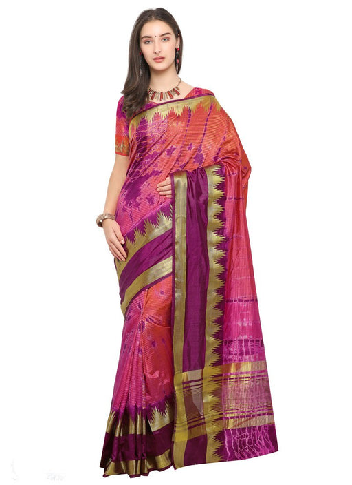 Magenta, Brown Color Terylene Saree only in Bigswipe