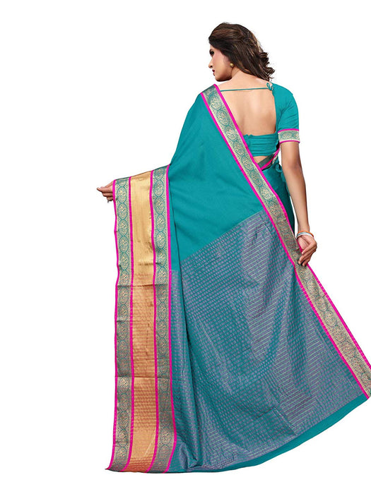 Turquoise Color Poly Silk Saree