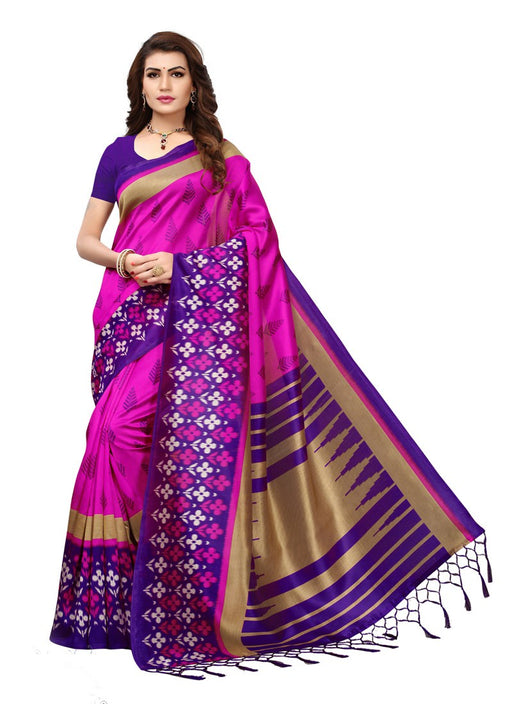 Pink, Purple, Multi Color  Poly Silk Saree only in Bigswipe